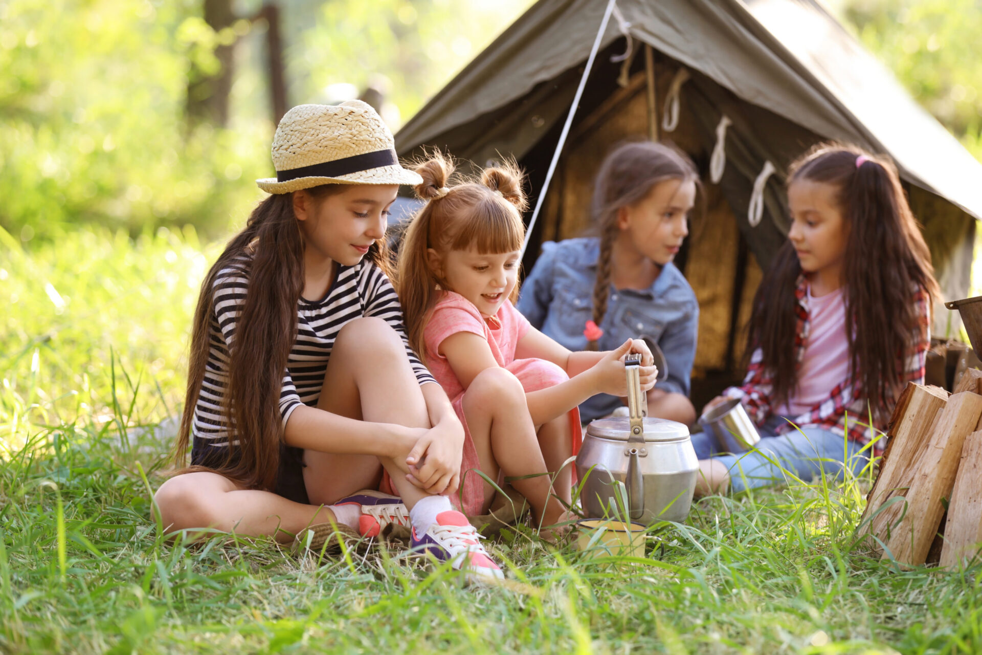 Children camping for fundraising 