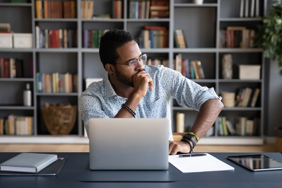 Thoughtful businessperson worried about navigating uncertainty at their nonprofit