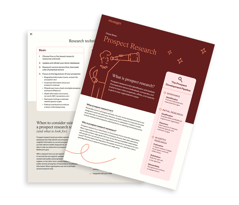 Prospect research cheat sheet