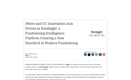 iWave and UC Innovation Join Forces as Kindsight: a Fundraising Intelligence Platform Creating a New Standard in Modern Fundraising