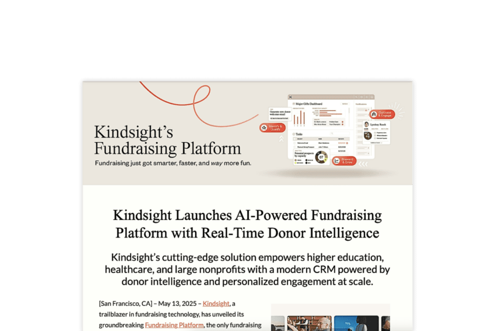 Kindsight Launches AI-Powered Fundraising Platform with Real-Time Donor Intelligence