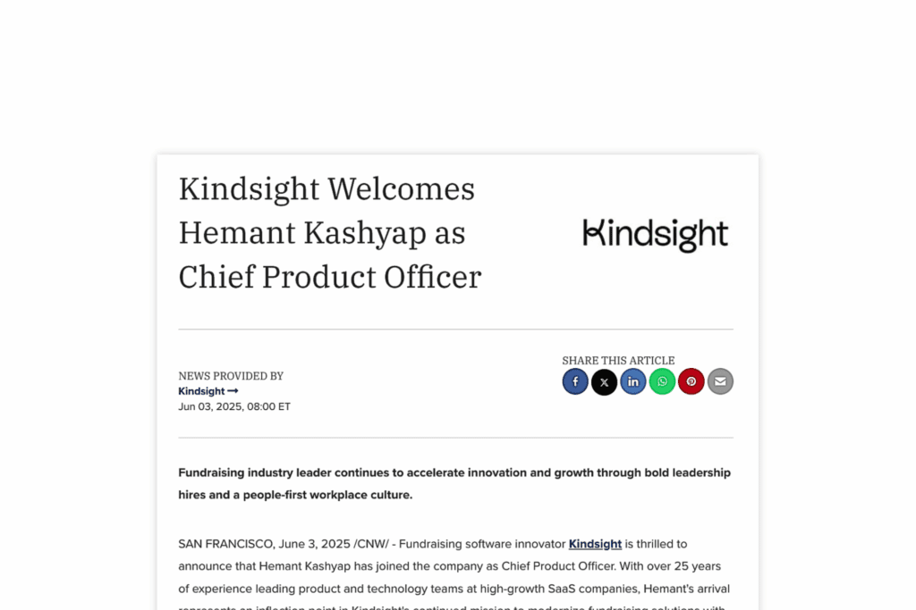 Kindsight Welcomes Hemant Kashyap as Chief Product Officer