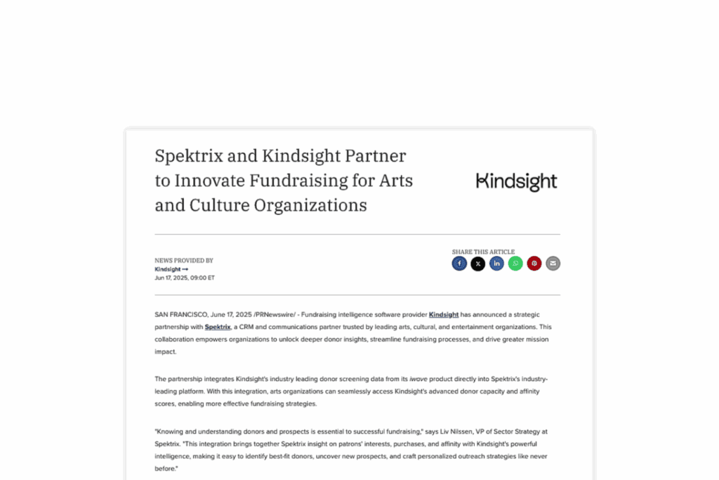 Spektrix and Kindsight Partner to Innovate Fundraising for Arts and Culture Organizations