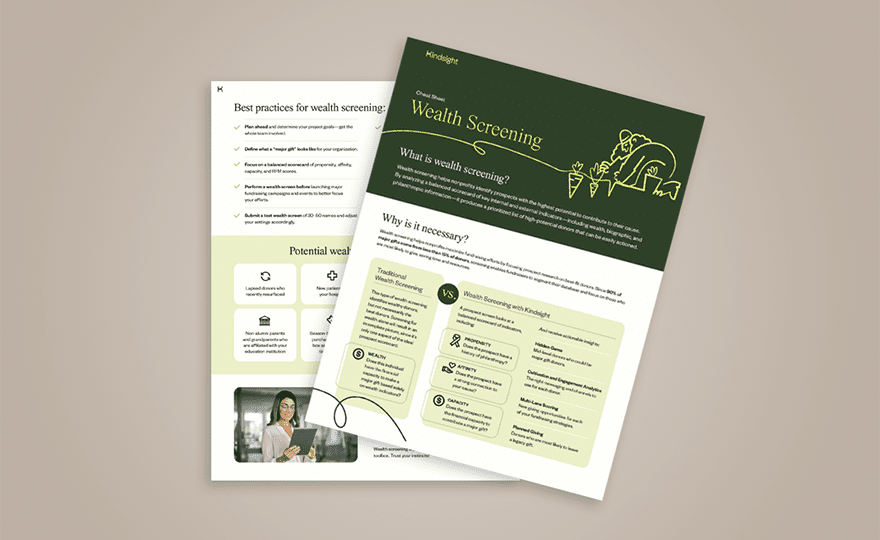 Wealth screening cheat sheet