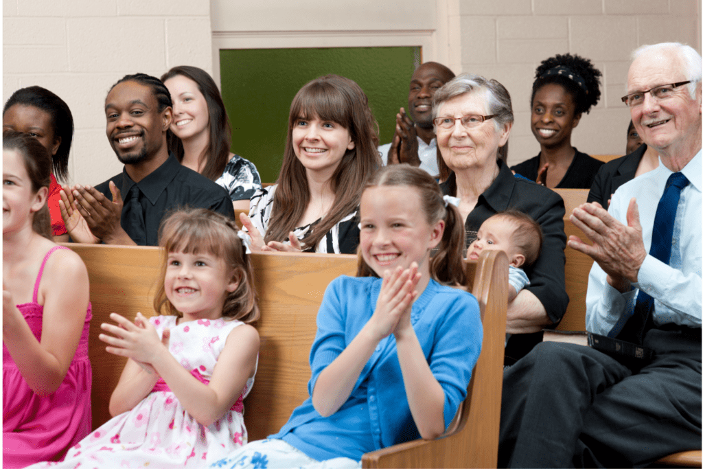 Church congregation at fundraiser event