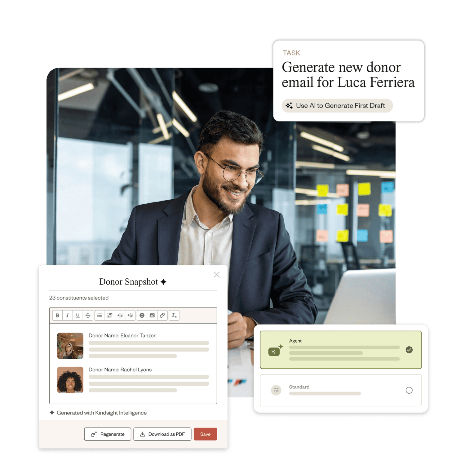Practitioner using AI fundraising tools